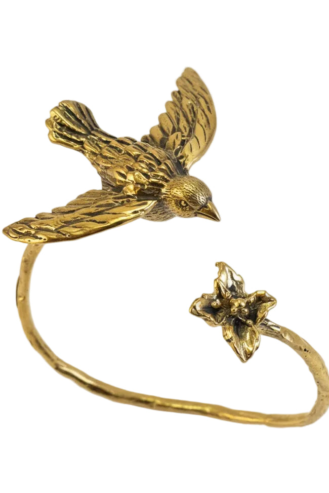 Pulsera brazalete golondrina y flor