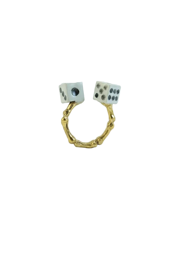 Anillo doble dados blancos