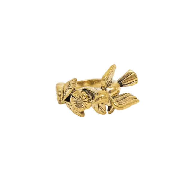 Anillo pájaro y flor