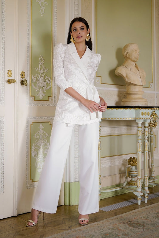 Conjunto chaqueta y pantalon plisado