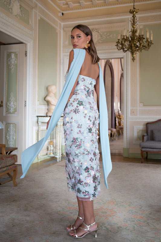 Vestido lentejuelas tiras cuello