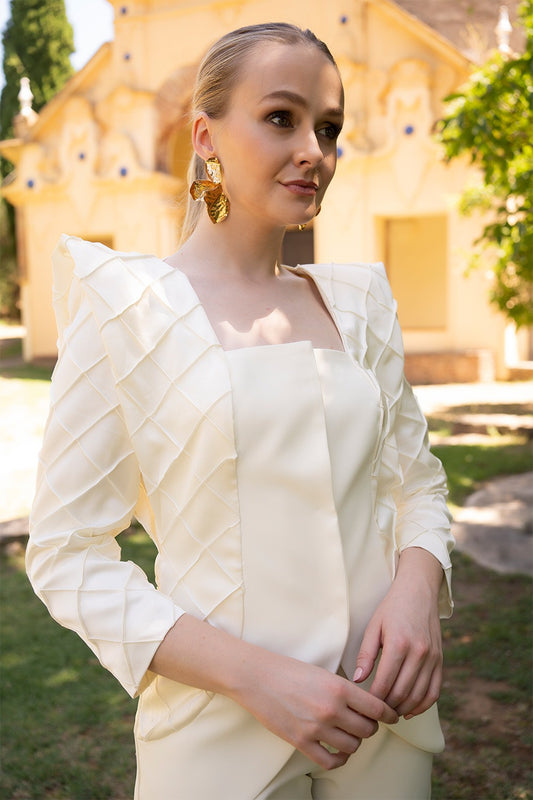 Conjunto chaqueta pantalon jaretas rombos