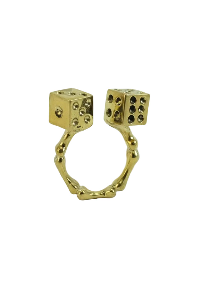 Anillo doble dados dorados