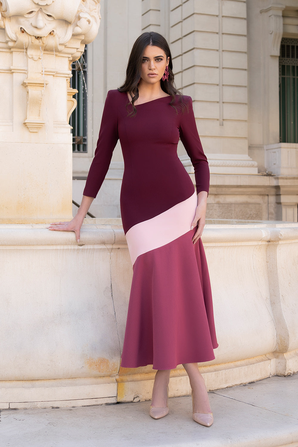 Vestido Aura burdeos