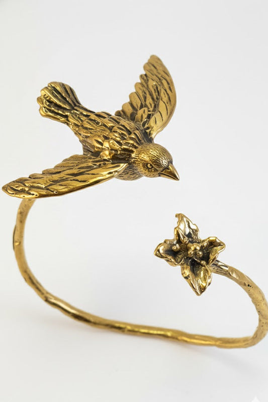 Pulsera brazalete golondrina y flor