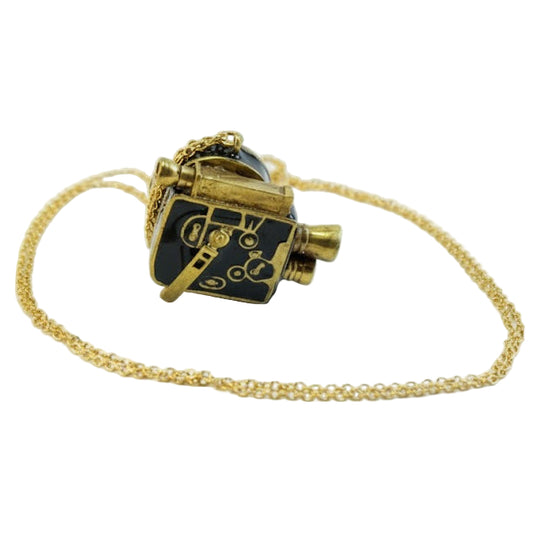 Collar colgante cámara de cine retro borex