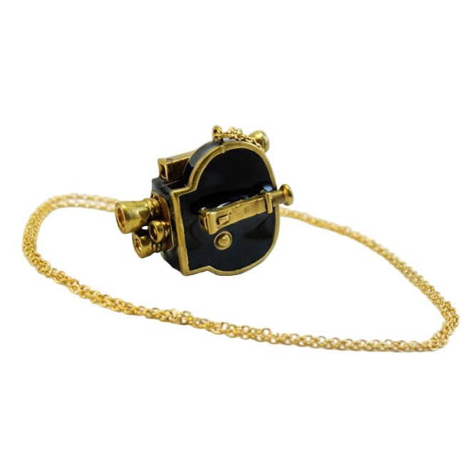 Collar colgante cámara de cine retro borex