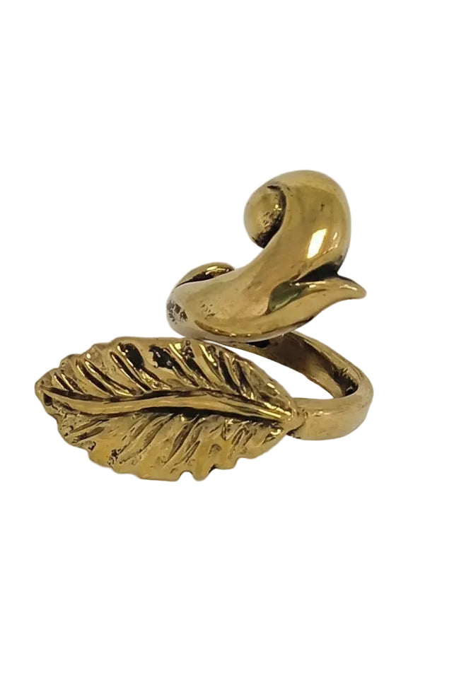 Anillo hoja dorada