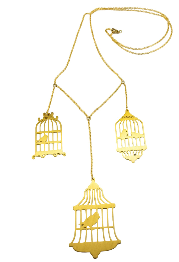 Collar Jaulas Doradas con Pájaros