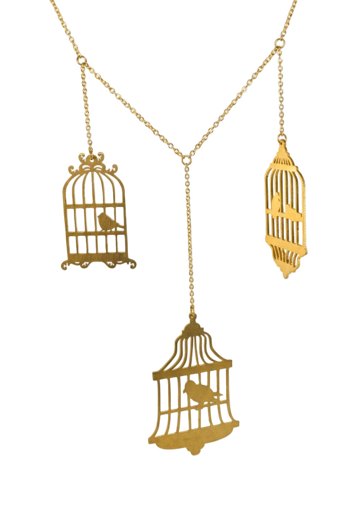 Collar Jaulas Doradas con Pájaros