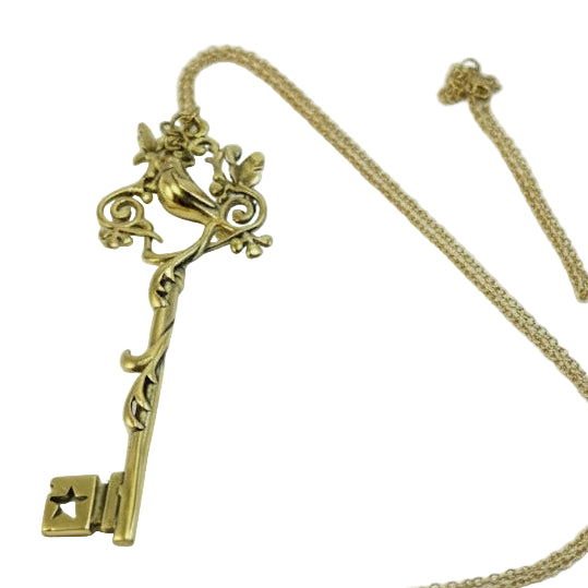 Collar colgante llave filigrana pájaro