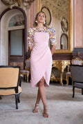 Vestido escote tul lentejuelas