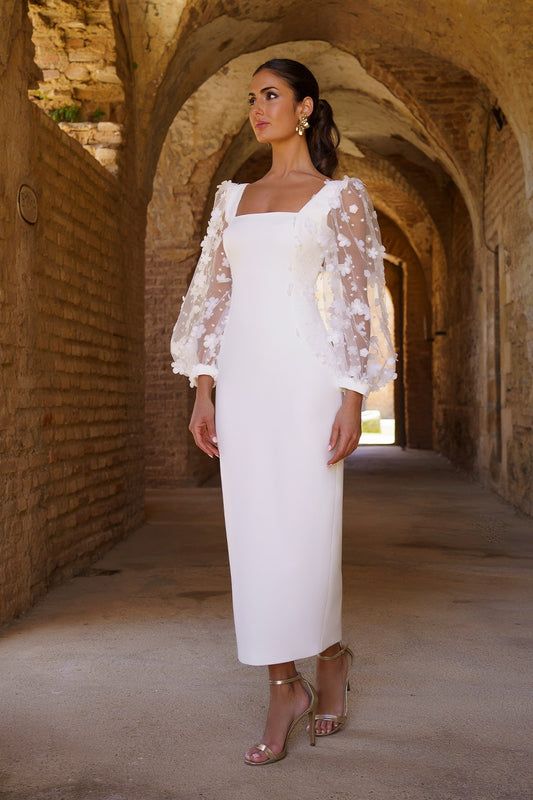 Vestido mangas tul abullonadas
