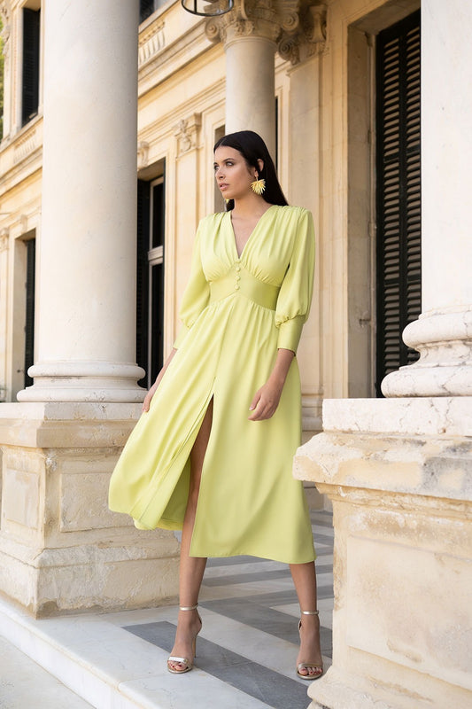 Vestido cinturilla tussord botones