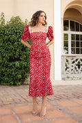 Vestido perforado volante
