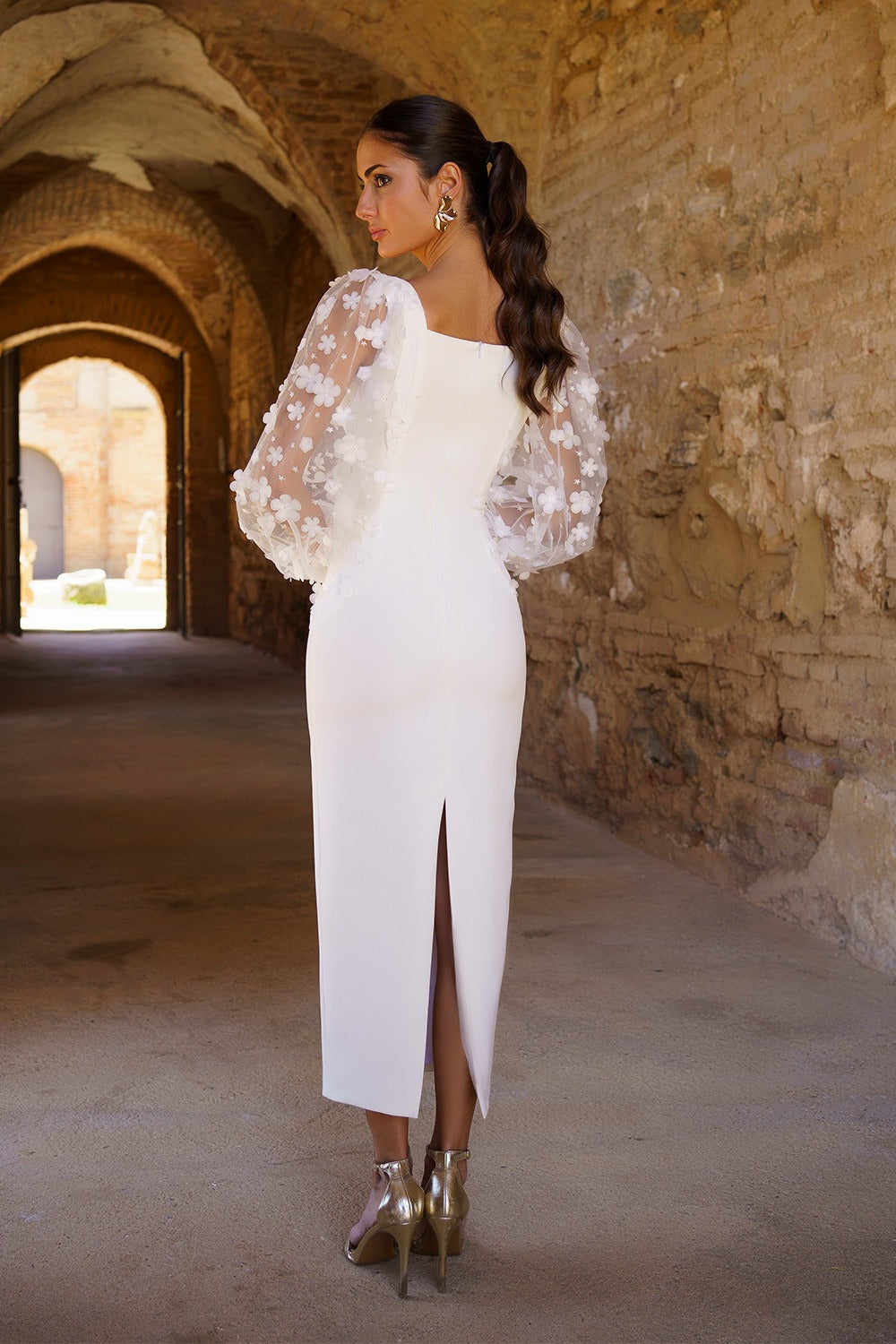 Vestido mangas tul abullonadas